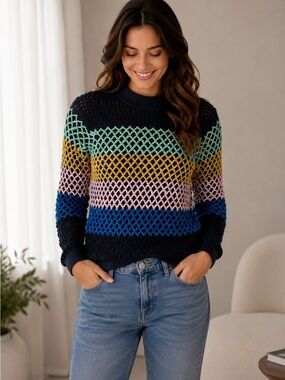 Tibi Multicolor Open Knit Sweater – Size S